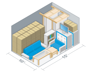 Storage Unit Size Estimator - 10' x 15' Household Storage Unit - Full