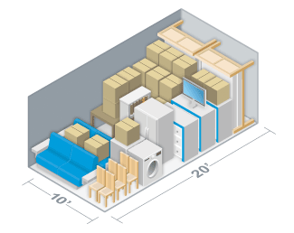Storage Unit Size Estimator - 12' x 30' Household Storage Unit - Full