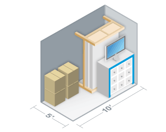 Storage Unit Size Estimator - 5' x 15' Household Storage Unit - Full